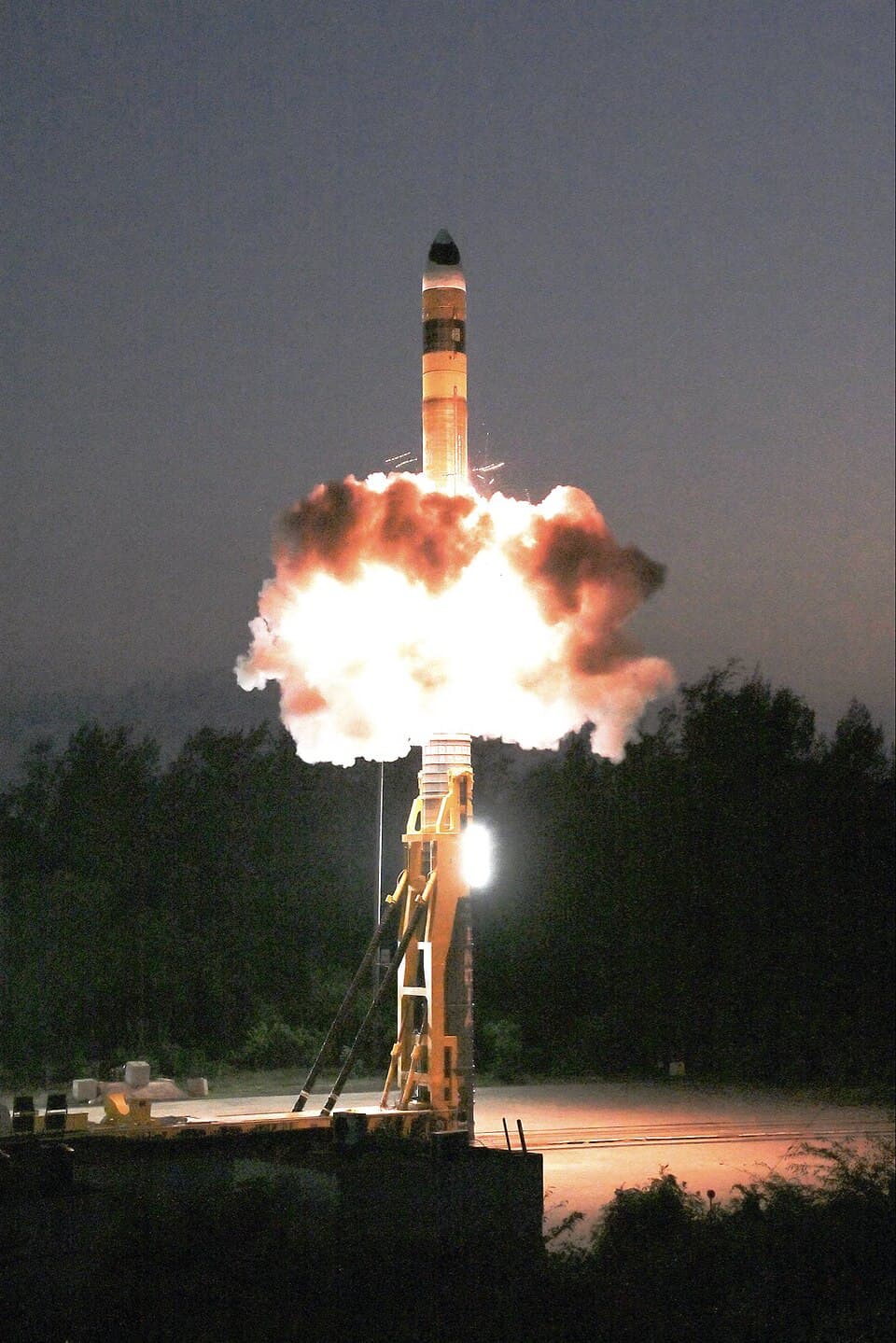 Advanced Agni missile with MIRV system. The missile was flight tested with multiple payloads, targeted to different targets spatially distributed over a large g